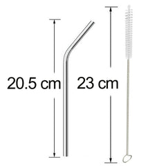 1733 Reusable Stainless Steel Drinking Straws Bent (4 Bent Straws 1 Brush)