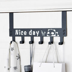 8536 Heavy-duty Carbon Steel Cartoon Nice Day Over Door Hook Hanger Rack Towel Hanger Removable Door Hook Coat Scarf Cloths Hanger (1 Pc 6 Hook)