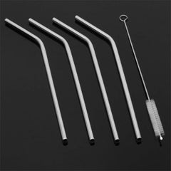 1733 Reusable Stainless Steel Drinking Straws Bent (4 Bent Straws 1 Brush)