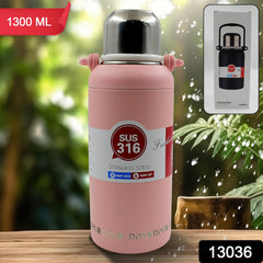 13036 Stainless Steel Tumblers 316 Stainless Steel Vacuum Insulated Cup Bottle Portable Travel Kettle Water Bottle With Handle Outdoor Large Capacity Sports Kettle Cups Bottle (1300 Ml)