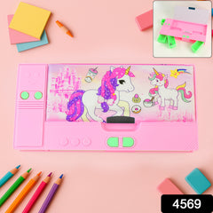 4569 Multi Purpose Gadget Jumbo Pencil Box Compass With Calculator Jumbo 2 Side Slot Geometry Box Compass Use School Traveling Studio