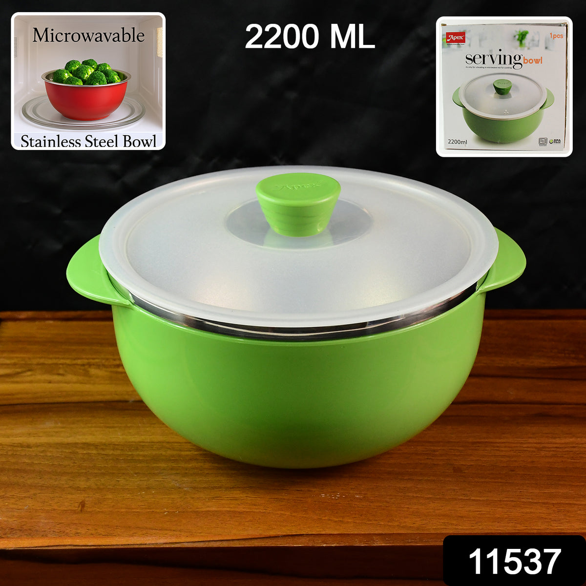 Apex 2200ml Microwave-safe Plastic Serving Bowl With Lid (1 Pc)