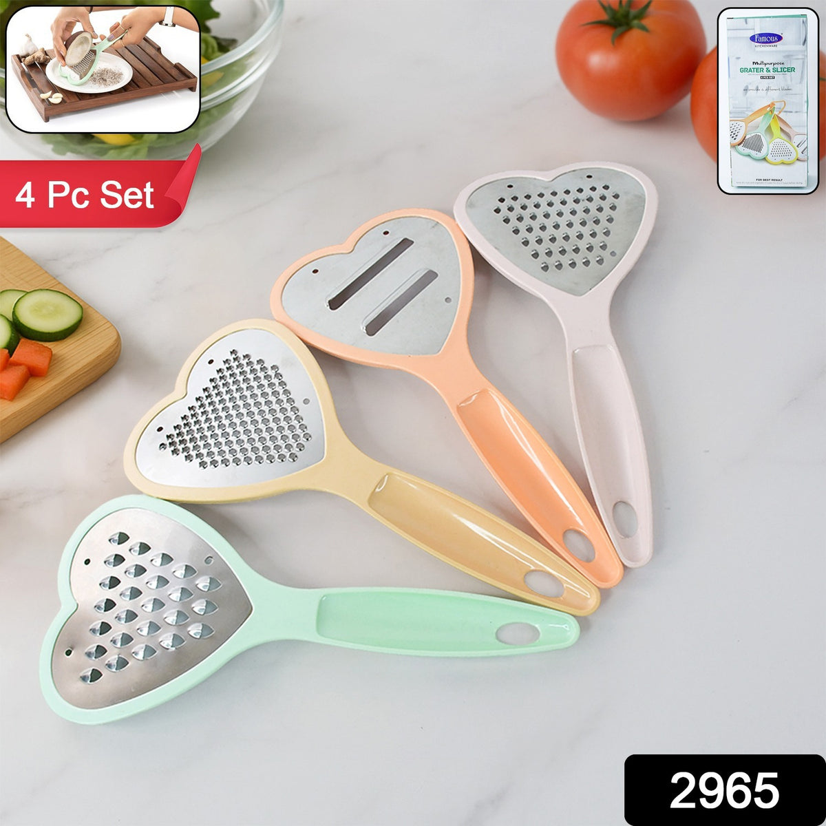 2965 Heart Grater Set And Heart Grater Slicer Used Widely For Grating And Slicing Of Fruits Vegetables Cheese Etc. Including All Kitchen Purposes.
