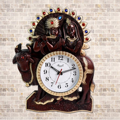 Analog Latest Stylish New Models Wall Clock With God Radha Kishan Frame