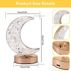 12570 Crystal Table Lamp  Moon Shape Touch Control Lamp With 3 Color  Metal Bedside Lamp For Kids Bedroom Romantic Desktop Nightstand  Stepless Dimming Usb Charging Touch Night Light