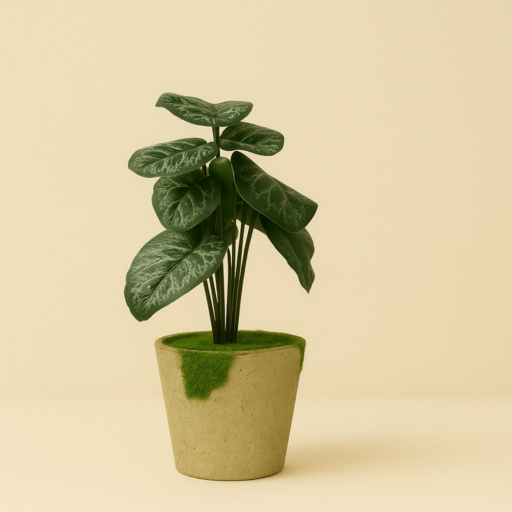 Elegant Faux Caladium in Natural Textured Pot