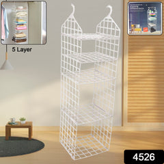 4526 Multipurpose 5 Layer Folding Clothes Storage Rackscloset For Students Wardrobe Shelves Socks Scarf T-shirt Etchanging Organizer Storage Holders  Racks
